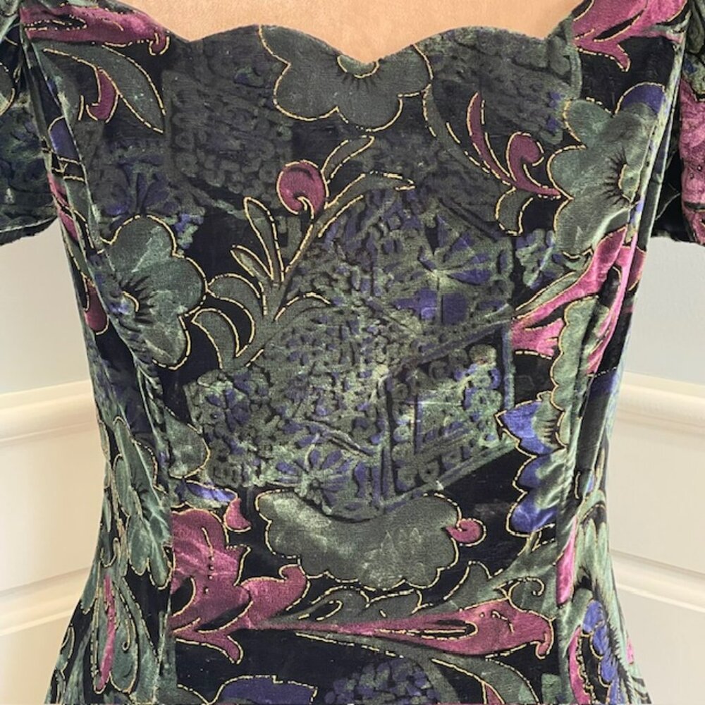 Roberta Vintage 90's Whimsigoth Forest Fairy Crushed Velvet Formal Mini Medium - Picture 5 of 12